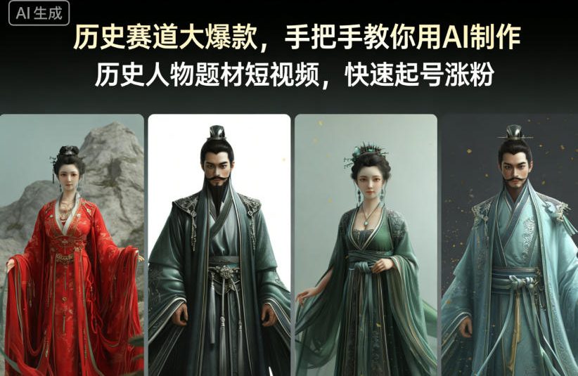 历史赛道大爆款，手把手教你用AI制作历史人物题材短视频，快速起号涨粉-风淘社