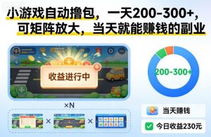 小游戏自动撸包,一天200-300+,可矩阵放大,当天就能賺钱的副业【揭秘】-风淘社