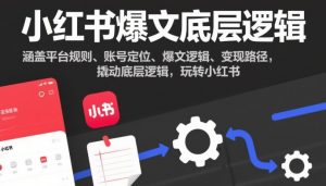 小红书爆文底层逻辑，涵盖平台规则、账号定位、爆文逻辑、变现路径，撬动底层逻辑，玩转小红书-风淘社