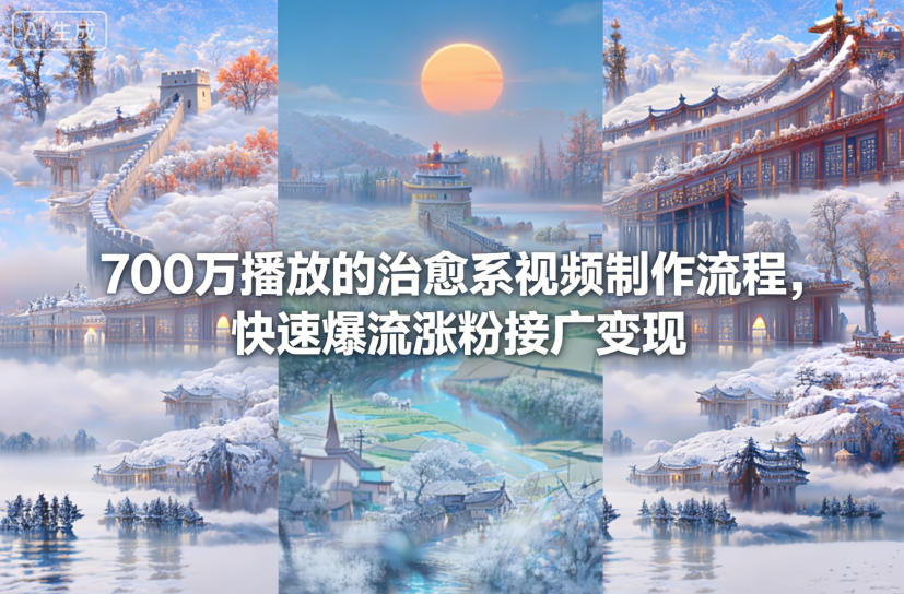 700万播放的治愈系视频制作流程，快速爆流涨粉接广变现-风淘社