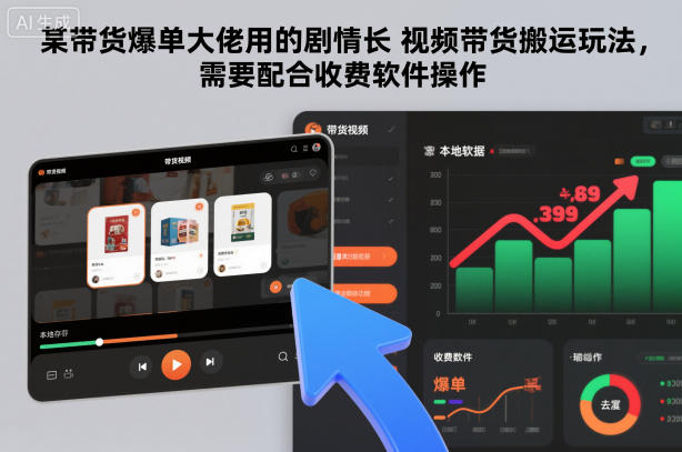 某带货爆单大佬用的剧情长视频带货搬运玩法，需要配合收费软件操作-风淘社