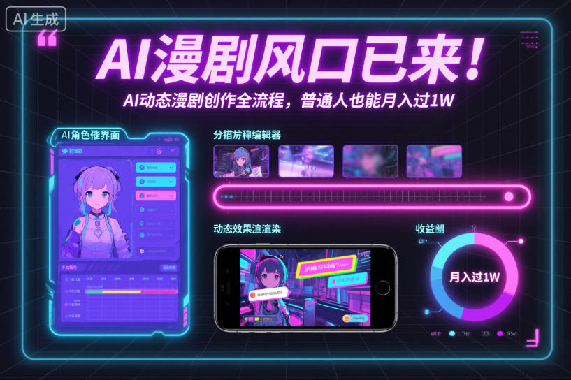 AI漫剧风口已来!AI动态漫剧创作全流程,普通人也能月入过1W-风淘社