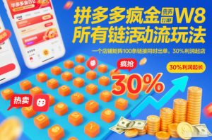 拼多多疯狂活动流玩法，所有链接全部打标，一个店铺矩阵100条链接同时出单，30%利润起店-风淘社