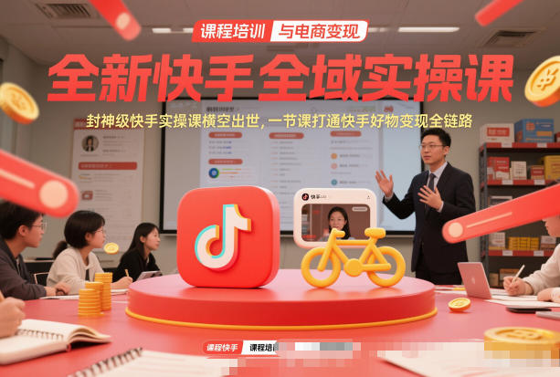 全新快手全域实操课，封神级快手实操课横空出世，一节课打通快手好物变现全链路-风淘社