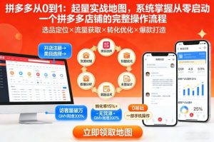 拼多多从0到1：起量实战地图，系统掌握从零启动一个拼多多店铺的完整操作流程-风淘社