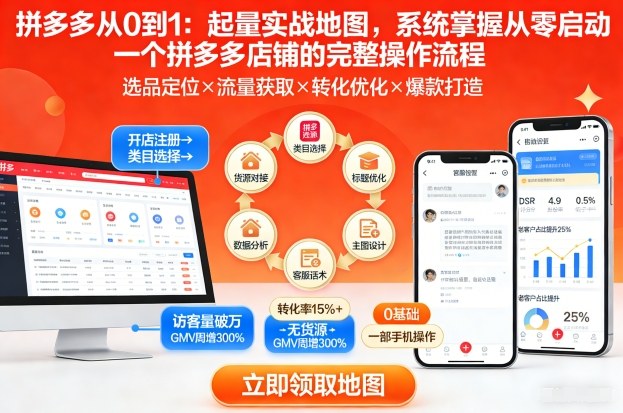 拼多多从0到1:起量实战地图,系统掌握从零启动一个拼多多店铺的完整操作流程-风淘社