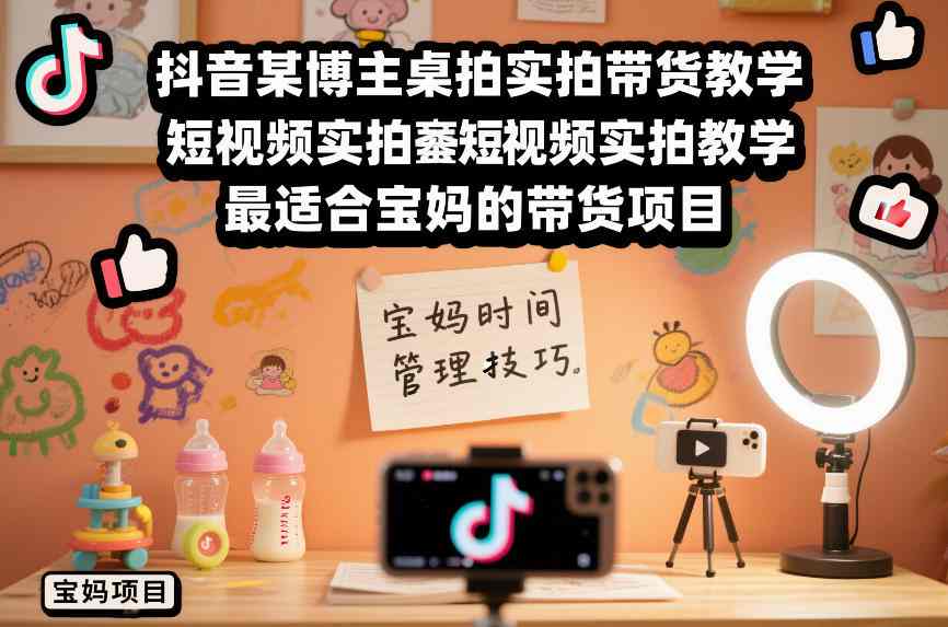 抖音某博主桌拍实拍带货教学,短视频实拍教学,最适合宝妈的带货项目-风淘社