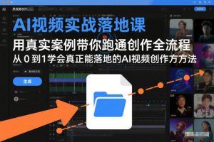 AI视频实战落地课,用真实案例带你跑通创作全流程,从0到1学会真正能落地的AI视频创作方法-风淘社