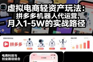 虚拟电商轻资产玩法:拼多多机器人代运营,月入1-5W的实战路径【揭秘】-风淘社