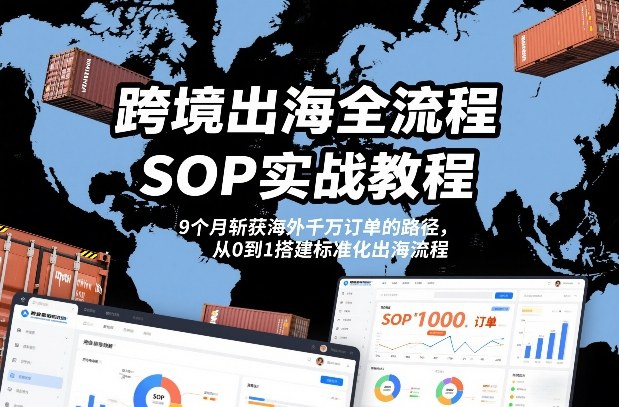 跨境出海全流程全盘托出SOP实战教程，9个月斩获海外千万订单的路径，从0到1搭建标准化出海流程-风淘社