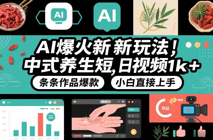 AI爆火新玩法，中式养生短视频，日收益1k+条条作品爆款，小白直接上手，附详细教程-风淘社