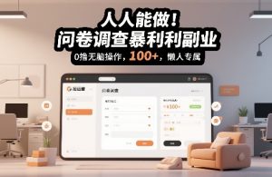 人人能做！问卷调查暴利副业，0撸无脑操作，每天轻松日入100+，懒人专属【揭秘】-风淘社