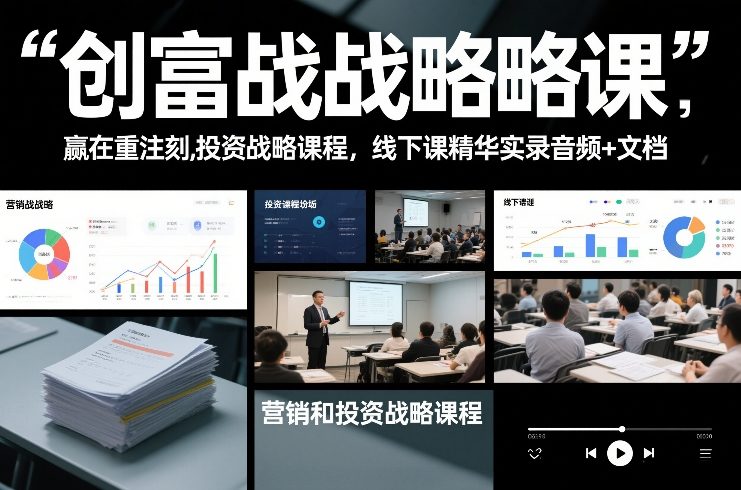 创富战略课，赢在重注时刻，营销和投资战略课程，线下课精华实录音频+文档-风淘社