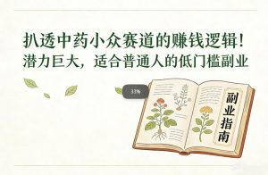 扒透中药小众赛道的賺米逻辑，潜力巨大，适合普通人的低门槛副业-风淘社