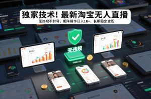 独家技术!最新淘宝无人直播:无违规不封号,矩阵操作日入1K+,长期稳定变现【揭秘】-风淘社