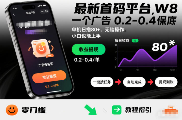 最新首码平台,一个广告 0.2-0.4 保底,单机日撸80+,可矩阵无脑操作,小白也能上手【揭秘】-风淘社