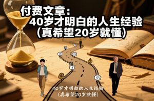 付费文章:40岁才明白的人生经验(真希望20岁就懂)-风淘社