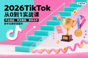 2026TikTok从0到1实战课,平台激励、带货賺佣、商单合作,新手也能快速盈利(3天直播课)-风淘社