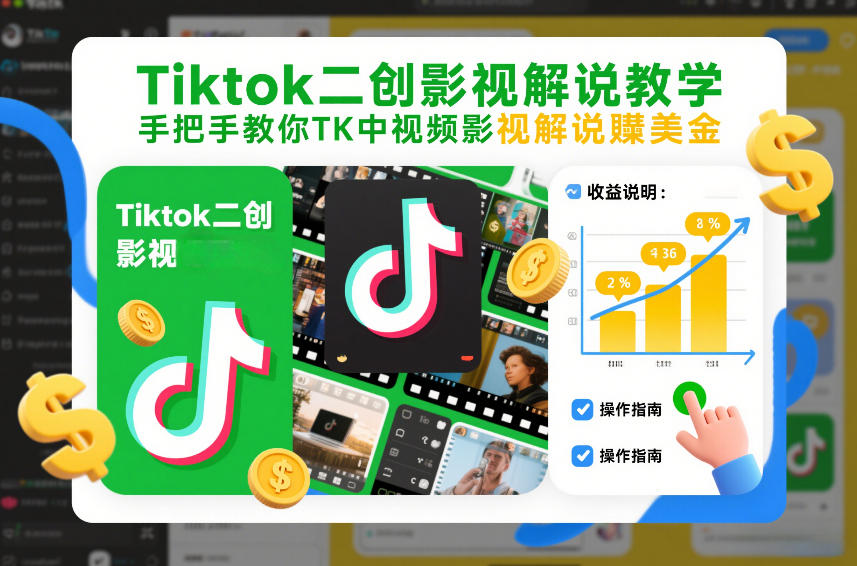 Tiktok二创影视解说教学,手把手教你TK中视频影视解说賺美金(更新26年1月)-风淘社