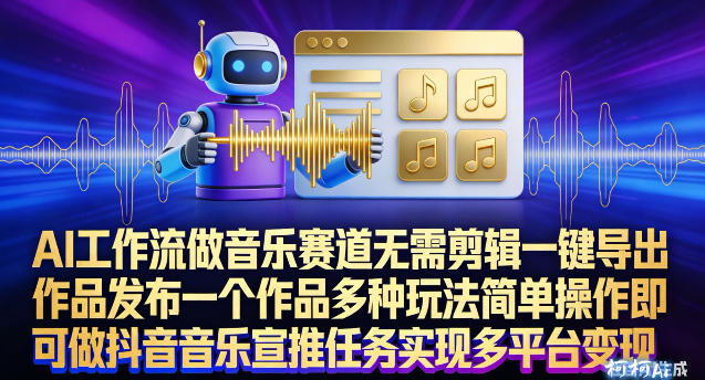 AI工作流做音乐赛道,无需剪辑,一键导出作品发布,一个作品多种玩法,简单操作即可做抖音音乐宣推任务-风淘社