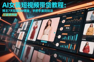 AI女装短视频带货教程:博主7天狂賺2W佣金,手把手复刻玩法,可直接照搬-风淘社