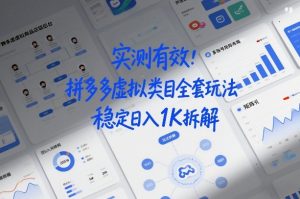 实测有效:拼多多虚拟类目全套玩法,矩阵化布局,稳定日入1K拆解【揭秘】-风淘社