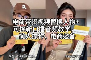 电商带货视频替换人物+可换新口播音频教学，懒人操作，电商必备-风淘社