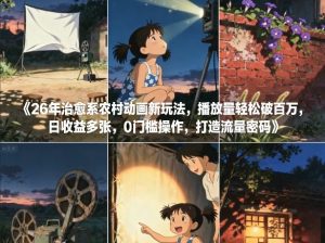 26年治愈系农村动画新玩法,播放量轻松破百万,日收益多张,0门槛操作,打造流量密码-风淘社