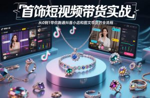 首饰短视频带货实战,从0到1带你跑通抖音小店和图文带货的全流程-风淘社