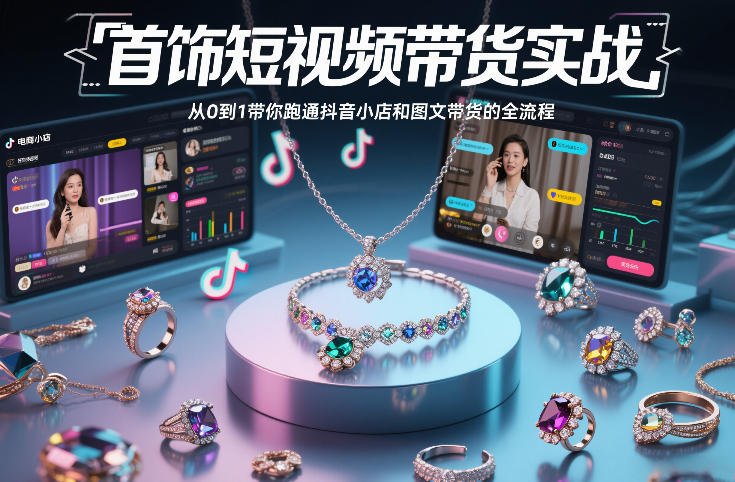 首饰短视频带货实战,从0到1带你跑通抖音小店和图文带货的全流程-风淘社