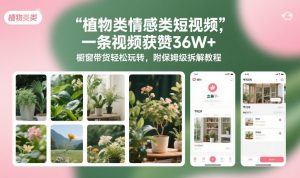 植物类情感类短视频，一条视频获赞36W+，橱窗带货轻松玩转，附保姆级拆解教程-风淘社