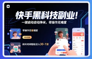 快手黑科技挂G项目,一键启动自动挣米,零操作无难度,碎片时间轻松日入30-1张【揭秘】-风淘社