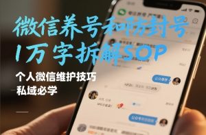 微信养号和防封号1万字拆解SOP,个人微信维护技巧,私域必学【文档】-风淘社