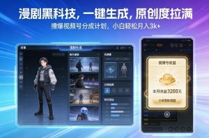 漫剧黑科技，一键生成，原创度拉满，撸爆视频号分成计划，小白轻松月入3k+-风淘社