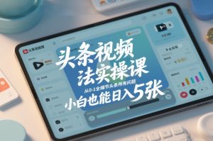 头条视频玩法实操课,从0-1全细节头条所有问题,小白也能日入5张-风淘社