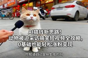 AI搞钱新思路!动物被迫采访搞笑短视频全攻略,0基础也能轻松涨粉变现-风淘社