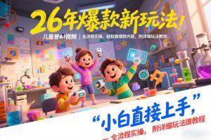 26年爆款新玩法,儿童科普AI视频,全流程实操,轻松做爆款内容,小白直接上手,附详细玩法教程-风淘社