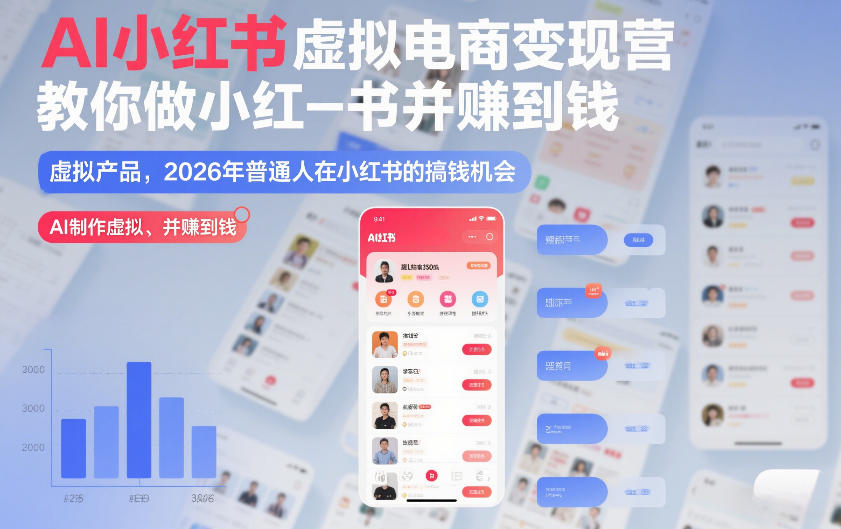 AI小红书虚拟电商变现营,教你做小红书并賺到钱,虚拟产品,2026年普通人在小红书的搞钱机会(更新中)-风淘社