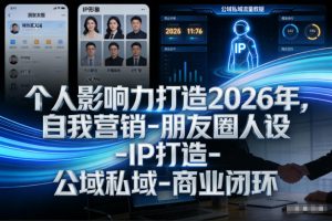 个人影响力打造2026年,自我营销-朋友圈人设-IP打造-公域私域-商业闭环-风淘社