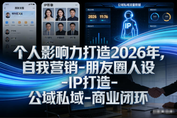 个人影响力打造2026年,自我营销-朋友圈人设-IP打造-公域私域-商业闭环-风淘社