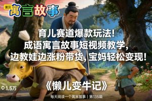 育儿赛道爆款玩法!成语寓言故事短视频教学,边教娃边涨粉带货,宝妈轻松变现!-风淘社
