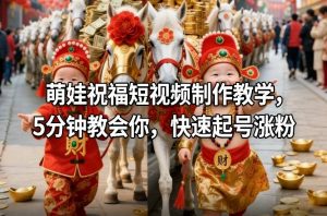 萌娃祝福短视频制作教学,5分钟教会你,快速起号涨粉-风淘社