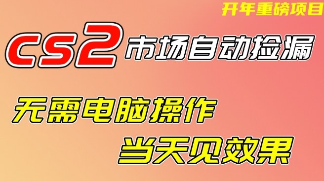 CS2市场自动捡漏项目,无需电脑操作,无需进入游戏,当天见效果,支持任何形式验证【揭秘】-风淘社