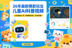 26年最新爆款玩法,儿童AI科普视频,小白请轻松上手,条条爆款内容,全流程实操-风淘社