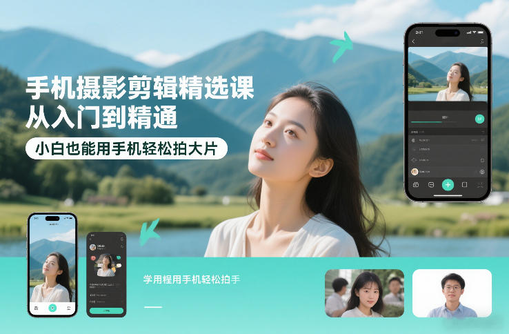 手机摄影剪辑精选课，从入门到精通，小白也能用手机轻松拍大片-风淘社