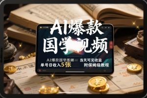 AI爆款国学视频,独家起号方法,小白直接上手,当天可见收益,单号日收入5张+附保姆级教程-风淘社
