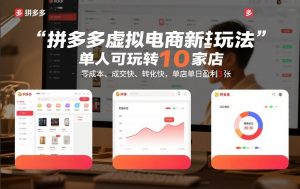 拼多多虚拟电商新玩法,单人可玩转10家店,零成本、成交快、转化快,单店单日盈利3张【揭秘】-风淘社