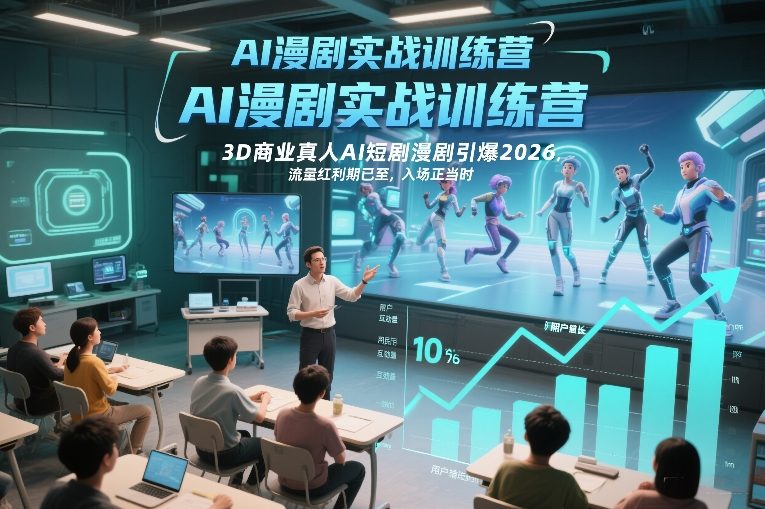 AI漫剧实战训练营,3D商业真人AI短剧漫剧引爆2026,流量红利期已至,入场正当时-风淘社