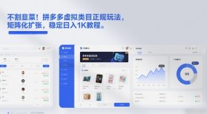 不割韭菜!拼多多虚拟类目正规玩法,矩阵化扩张,稳定日入1K教程【揭秘】-风淘社