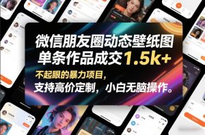微信朋友圈动态壁纸图,单条作品成交1.5k+,不起眼的暴力项目,支持高价定制,小白无脑操作-风淘社